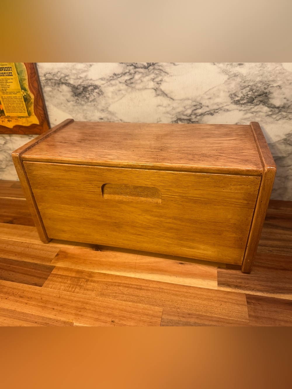 Mid-Century Wooden Storage Box in Warm Honey Tone
